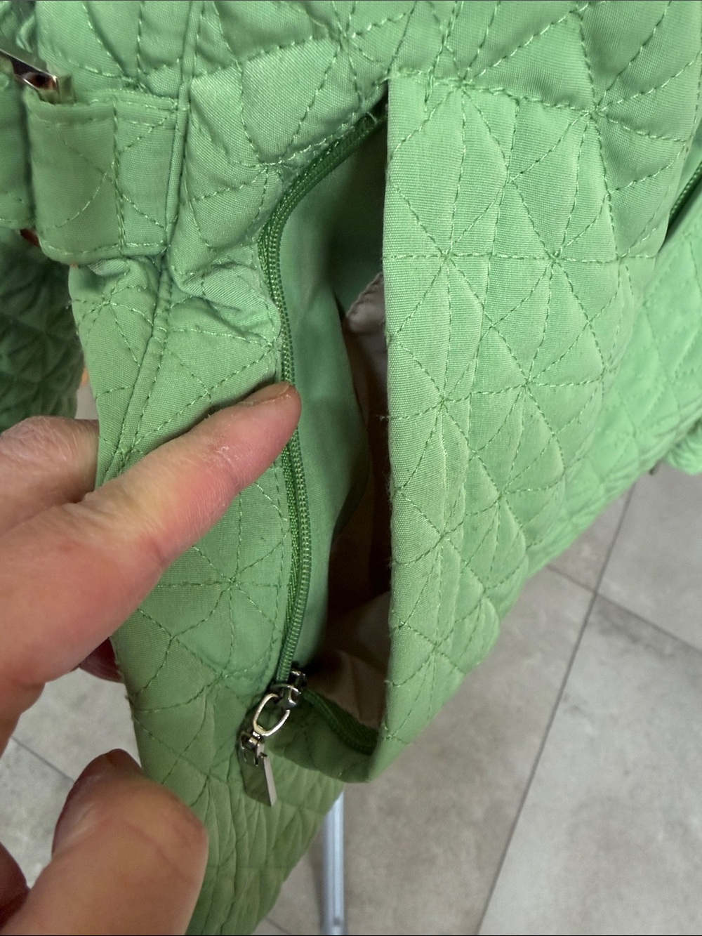 Gallery Light Green Quilted Zip-Front Women's Jacket - size S - Picture 4 of 13